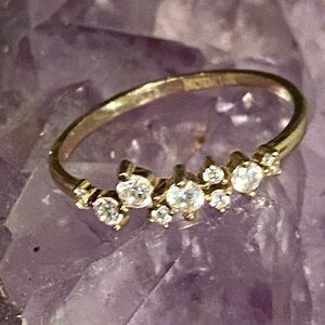 14K Solid Gold Cluster Ring, Lab Diamonds - Size 5